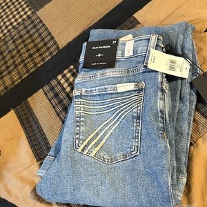 7 For All Mankind Light Blue Denim with Embroidered Pocket